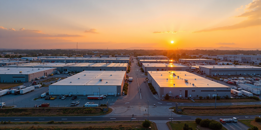 公司周边环境地图,标注主要道路和交通设施,工业园区布局清晰