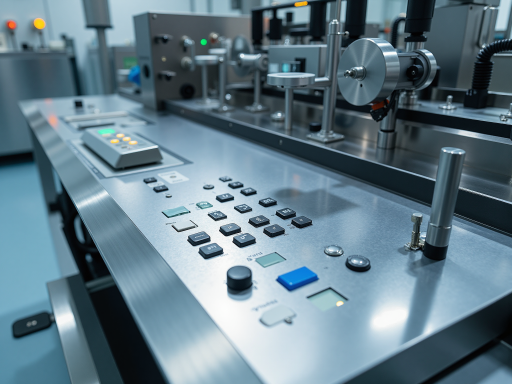 数控车床正面视角,银色金属机身,操作面板位于前方,工作台清晰可见,工业环境背景